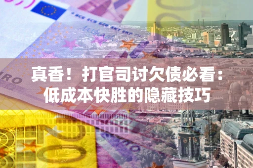 武汉真香！打官司讨欠债必看：低成本快胜的隐藏技巧